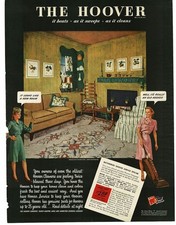 1945 Hoover Upright Vacuum Cleaner 1940s home decor design Vintage Print Ad picture