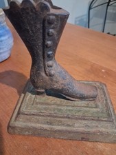 Antique Vintage Victorian Brass Bronze Ladies Boot Statue 5