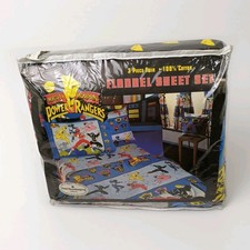 1994 Mighty Morphin Power Rangers Twin Flannel Sheet Bed Set Saban New Vintage picture