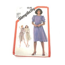 Vintage 1982 Simplicity 5543 Dress Sewing Patterns Size 12 Womens Large Modest picture