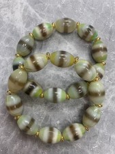 Pair Of Excellent Rare Tibetan Agate Dzi *1Line* Beads Bracelets picture
