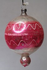 Antique VTG Glass Tiered Stencil Pictured DROP Christmas Ornament Germany picture