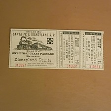 Vintage 1957 Santa Fe & Disneyland Railroad Train Ticket Strip 1st Class Adult picture