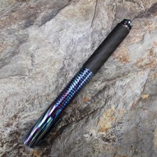 Titanium Damascus+Carbon Fiber Ball Point Pen Ballpoint Broken Window Tool Pen picture