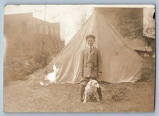 c1910's Marshall Taylor And His Dog Tent Scene RPPC Photo Antique Postcard picture