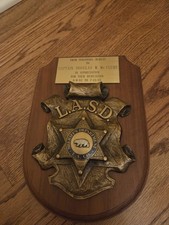 Vintage LASD Los Angeles County Sheriff Presentation Plaque Capt Douglas McClure picture