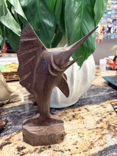 Vintage Hand Carved Wooden Ironwood Swordfish  Figurine 11.5” picture