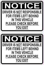3.5x2.5 Driver Not Responsible for Items Left Behind Stickers Car Truck Decal picture