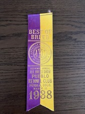 Vintage 1938 AKC Reserve Winners Dog Show Ribbon - Pueblo Kennel Club Colorado picture