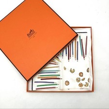 HERMES Carre 90 Silk 100% Scarf A VOS CRAYONS White multicolor France Authentic picture
