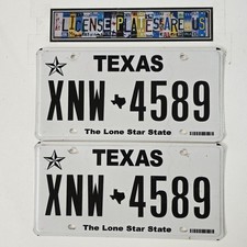 Texas License Plate Pair 🔥 The Lone Star State Matching TX Tags XNW-4589 picture