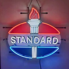 Standard Gas Oil Neon Sign Light Lamp With HD Printing Wall Decor Glass 24