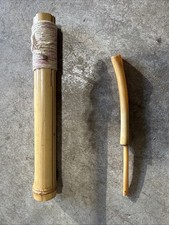 Antique Chinese Horn Medicine Powder Insufflator Blow Tube w/ Bamboo Case picture