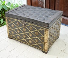 Vintage Wooden Fine Storage Box Original Old Hand Crafted Brass Fitted picture