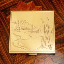 Vintage French 18K Gold & Silver Compact Mirror Case, Rubies, SOUBRENIE & BOIS picture