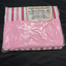 Vintage 1970s Springmaid Marvelaire Full Double Flat Sheet Pink Stripe NOS USA picture
