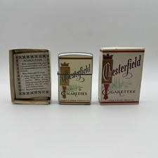 Vtg Continental Chesterfield Cigarettes Pocket Lighter w/Original Box & Paper picture
