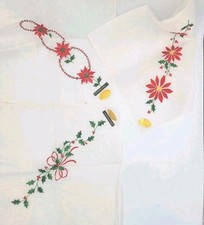 Cotton Cloth Napkins Lot Of 3 Cocktail Sz Embroidered Holiday Floral Switzerland picture