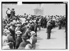 Photo:Sailing Ship Adriatic Dock Crowd 1910s Men in Straw Boater Hats picture