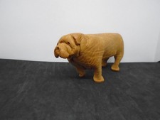 Vintage 7 inch DERU Germany Leather Mid Century Origami Dog Boxer Bulldog picture