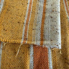 Vintage 1960s 1970s Fabric Remnant.  Retro 66” wide 41” long Orange Beige Stripe picture