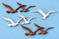 Vintage MCM HOMCO 1981 Flying Seagulls #7619 Brown & White 4-Piece Wall Decor picture