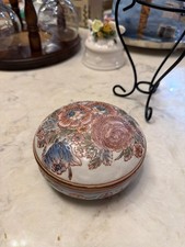 Vintage Hand-Painted Floral Porcelain Trinket Box picture