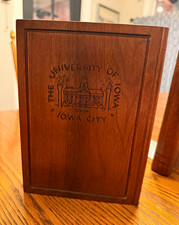 Vintage University of Iowa Iowa City Wooden Bookends Old Capitol Hawkeyes picture