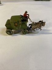 Antique Cold Painted Bronze Stage Coach Pulled By 2 Horse Very Rare Solid Heavy  picture