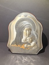 925 Sterling Silver 11x9 Religious Christianity Icon Madonna and Child picture