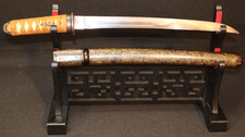 Wakizashi, Hitatsura 皆焼 Hamon, Doi Shinryo 土肥真了 Signed, Mantis Kozuka Edo Period picture