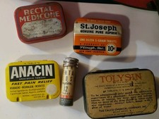 Vintage 1920's - 1950's Pharmaceutical Tins Lot Of 5 picture