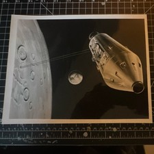 NASA Apollo Era Photo Depicting A Spacecraft In Lunar Orbit - B&W 8x10 picture