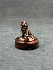Art Deco Horoscope Lion Figurine Cast Bronze Statuette Base in Obsidian Stone picture
