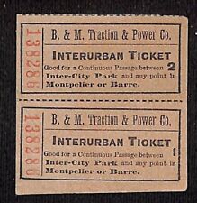 Barre and Montpelier B & M Traction & Power Co. (1890's-1925) Ticket #138286 picture