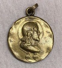 URUGUAY 1921 SACRED HEART OF JESUS CHRIST & MARY DESIGN INAUG. CHURCH, BRONZE picture
