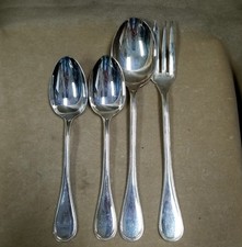 4 Pc Silverplate Serving Spoons Forks Sets Christofle Perle Paris France Beaded picture