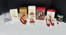 Lot of 6 Hallmark Keepsake Wizard of Oz Ruby Slippers Christmas Ornaments In Box picture