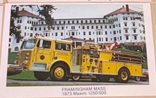 Maxim 1250/500 Fire Truck Photo Postcard Unposted - Framingham, MA 1973 picture