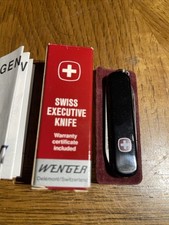 WENGER Swiss Executive Knife -  Black Knife File Tweezers New In Box With Papers picture