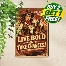 Vintage Western Rebellious Humor Metal Sign Retro Cowboy Saloon Tin Plaque picture