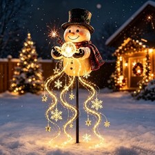 Snowman Magic Fountain | Flowing Snowflake LED Christmas Garden Light picture