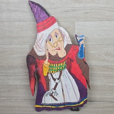 Vintage Hand Painted Wooden Witch Figurine Halloween Decor Folk Art Sculpture picture