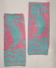 Vtg 80s 90s Santens Csicsko Beach Towel Set 2 Matching Seahorse Postmodern AS IS picture
