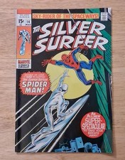 SILVER SURFER #14 (1970) FN- CLASSIC SPIDER-MAN COVER MARVEL EARLY BRONZE AGE picture
