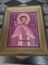 Vintage 1961 Russian Icon The Cook Holy Transfiguration Monastery Plaque Framed picture