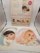 Vtg 1960s Northern Tissue American Beauty Prints Envelope + 2 of 4 Portraits  picture