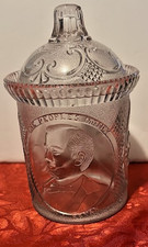 1896 EAPG WILLIAM JENNINGS BRYAN THE PEOPLE'S MONEY PRESSED GLASS COVERED JAR  picture
