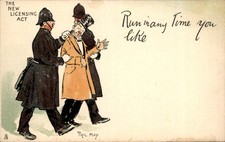 Police Cops Run in Drunk Humor Raphael Tuck & Sons c1900s-10s Vintage Postcard picture