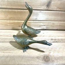 Vintage Solid Brass Geese / Goose Mid-Century Modern Decor Lot Of 2 picture